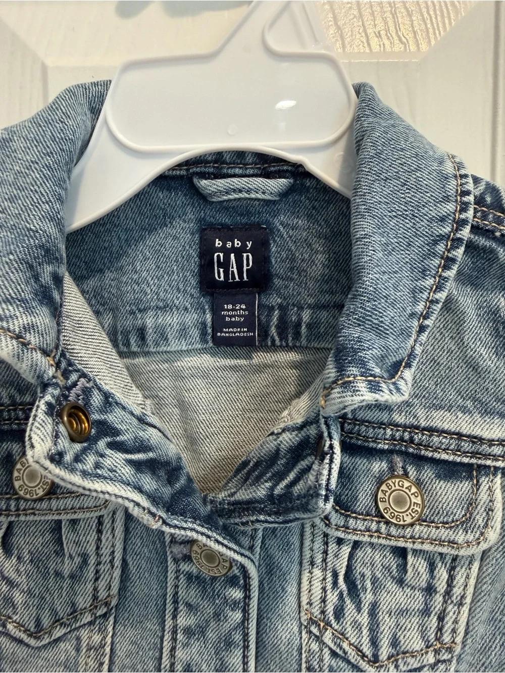 GAP Light Blue Denim Jacket with Puff Shoulders